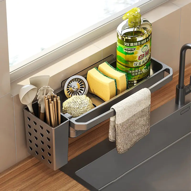 Rag Drain Rack for Kitchen Sink Storage and Organization