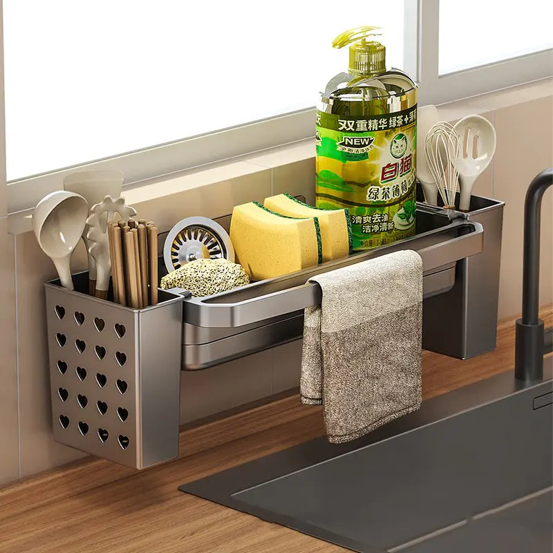 Rag Drain Rack for Kitchen Sink Storage and Organization